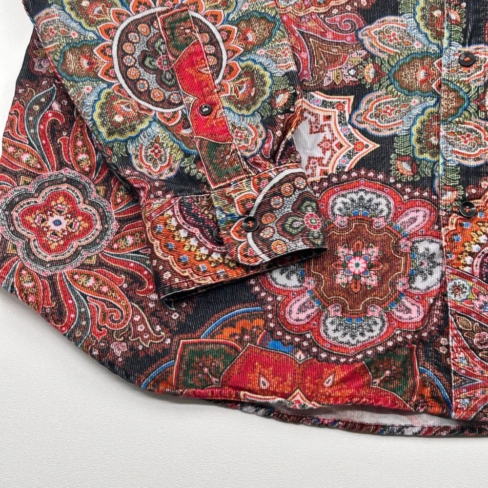 Banana Republic Shirt Mens XXL Tall Multicolor Paisley Corduroy Western Boho